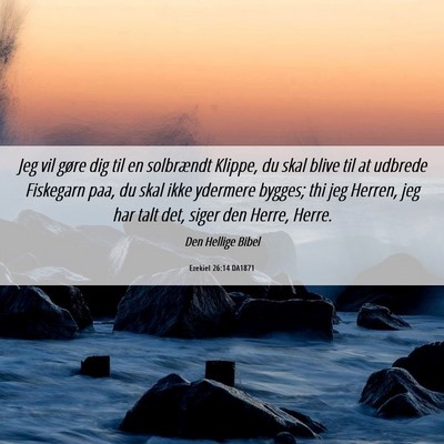 Picture 06 - Ezekiel 26:14 DA1871 - Jeg vil gøre dig til en solbrændt Klippe, du - Bible Verse Picture