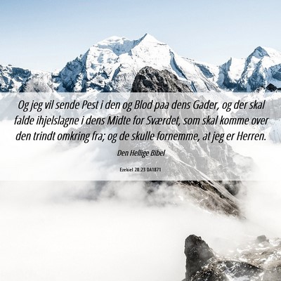 Picture 06 - Ezekiel 28:23 DA1871 - Og jeg vil sende Pest i den og Blod paa dens - Bible Verse Picture