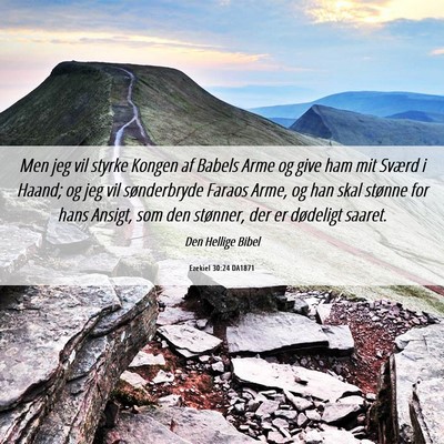 Picture 06 - Ezekiel 30:24 DA1871 - Men jeg vil styrke Kongen af Babels Arme og give - Bible Verse Picture