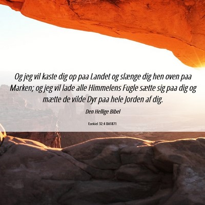 Picture 06 - Ezekiel 32:4 DA1871 - Og jeg vil kaste dig op paa Landet og slænge dig - Bible Verse Picture