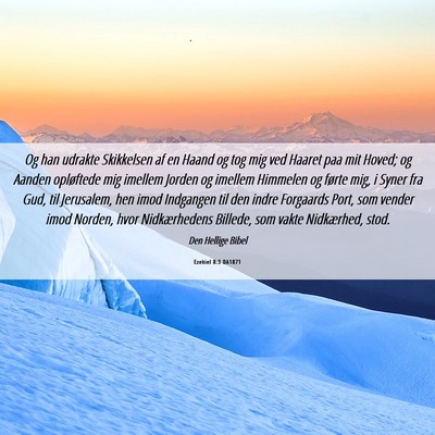 Picture 06 - Ezekiel 8:3 DA1871 - Og han udrakte Skikkelsen af en Haand og tog mig - Bible Verse Picture