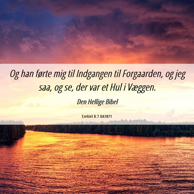 Picture 06 - Ezekiel 8:7 DA1871 - Og han førte mig til Indgangen til Forgaarden, - Bible Verse Picture