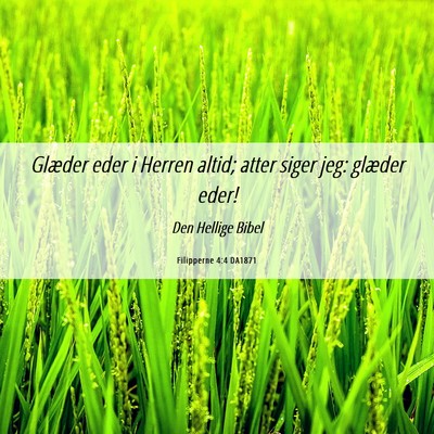 Picture 06 - Filipperne 4:4 DA1871 - Glæder eder i Herren altid; atter siger jeg: - Bible Verse Picture