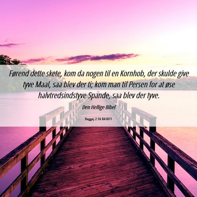 Picture 06 - Haggaj 2:16 DA1871 - Førend dette skete, kom da nogen til en Kornhob, - Bible Verse Picture