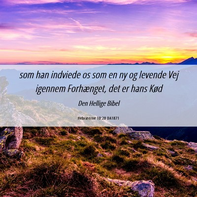Picture 06 - Hebræerne 10:20 DA1871 - som han indviede os som en ny og levende Vej - Bible Verse Picture
