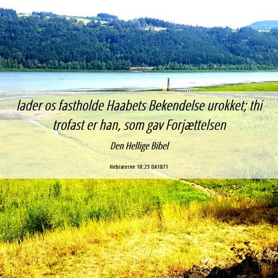 Picture 06 - Hebræerne 10:23 DA1871 - lader os fastholde Haabets Bekendelse urokket; - Bible Verse Picture