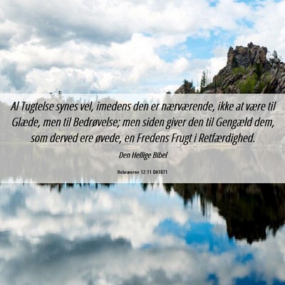 Picture 06 - Hebræerne 12:11 DA1871 - Al Tugtelse synes vel, imedens den er - Bible Verse Picture