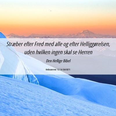 Picture 06 - Hebræerne 12:14 DA1871 - Stræber efter Fred med alle og efter - Bible Verse Picture