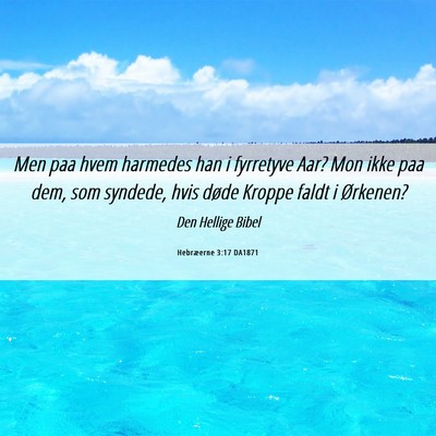 Picture 06 - Hebræerne 3:17 DA1871 - Men paa hvem harmedes han i fyrretyve Aar? Mon - Bible Verse Picture