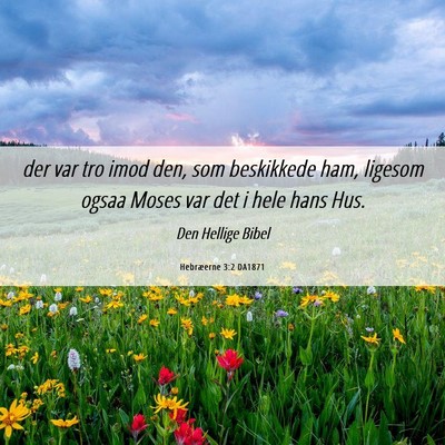 Picture 06 - Hebræerne 3:2 DA1871 - der var tro imod den, som beskikkede ham, ligesom - Bible Verse Picture