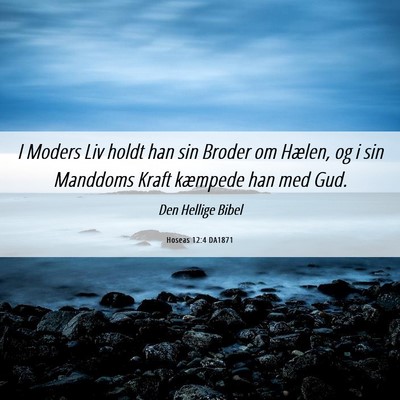 Picture 06 - Hoseas 12:4 DA1871 - I Moders Liv holdt han sin Broder om Hælen, og i - Bible Verse Picture