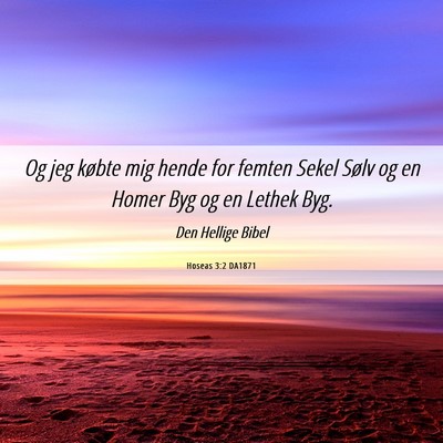 Picture 06 - Hoseas 3:2 DA1871 - Og jeg købte mig hende for femten Sekel Sølv og - Bible Verse Picture