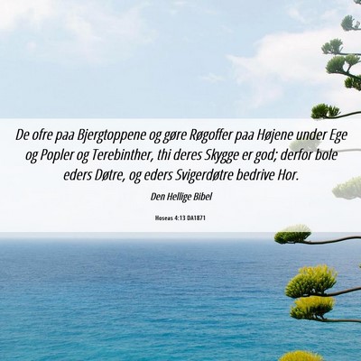 Picture 06 - Hoseas 4:13 DA1871 - De ofre paa Bjergtoppene og gøre Røgoffer paa - Bible Verse Picture