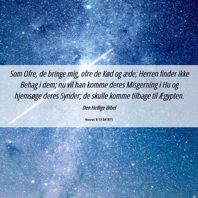 Picture 06 - Hoseas 8:13 DA1871 - Som Ofre, de bringe mig, ofre de Kød og æde; - Bible Verse Picture