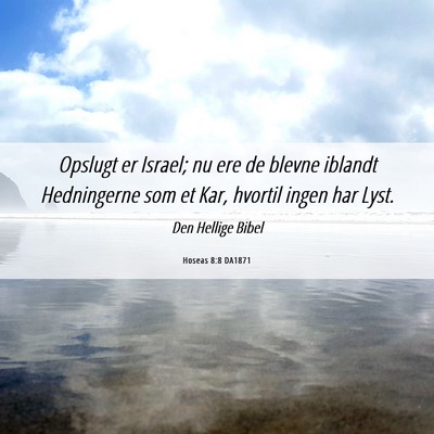 Picture 06 - Hoseas 8:8 DA1871 - Opslugt er Israel; nu ere de blevne iblandt - Bible Verse Picture
