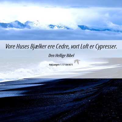 Picture 06 - Højsangen 1:17 DA1871 - Vore Huses Bjælker ere Cedre, vort Loft er - Bible Verse Picture