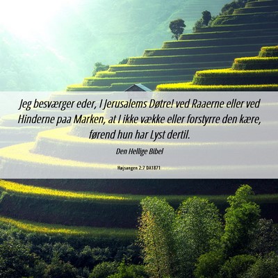 Picture 06 - Højsangen 2:7 DA1871 - Jeg besværger eder, I Jerusalems Døtre! ved - Bible Verse Picture