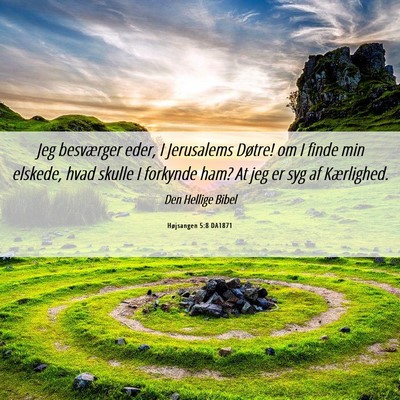Picture 06 - Højsangen 5:8 DA1871 - Jeg besværger eder, I Jerusalems Døtre! om I - Bible Verse Picture