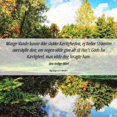 Picture 06 - Højsangen 8:7 DA1871 - Mange Vande kunne ikke slukke Kærligheden, ej - Bible Verse Picture
