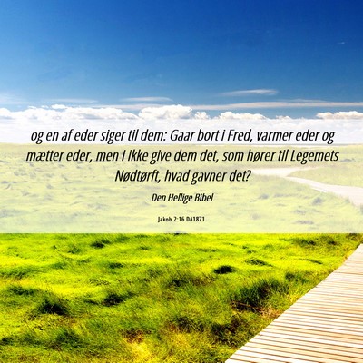 Picture 06 - Jakob 2:16 DA1871 - og en af eder siger til dem: Gaar bort i Fred, - Bible Verse Picture