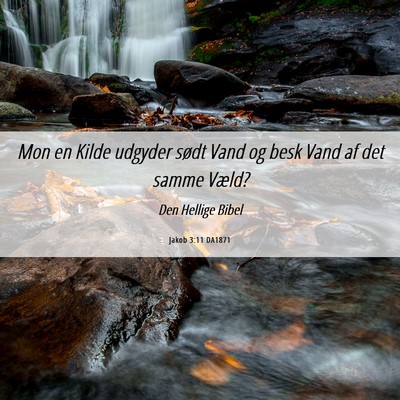 Picture 06 - Jakob 3:11 DA1871 - Mon en Kilde udgyder sødt Vand og besk Vand af - Bible Verse Picture