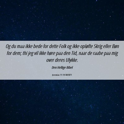 Picture 06 - Jeremias 11:14 DA1871 - Og du maa ikke bede for dette Folk og ikke - Bible Verse Picture