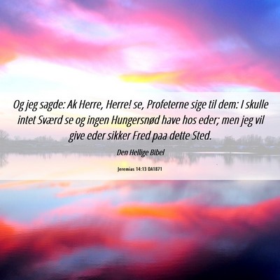Picture 06 - Jeremias 14:13 DA1871 - Og jeg sagde: Ak Herre, Herre! se, Profeterne - Bible Verse Picture