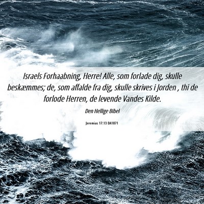 Picture 06 - Jeremias 17:13 DA1871 - Israels Forhaabning, Herre! Alle, som forlade - Bible Verse Picture