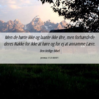 Picture 06 - Jeremias 17:23 DA1871 - Men de hørte ikke og laante ikke Øre, men - Bible Verse Picture