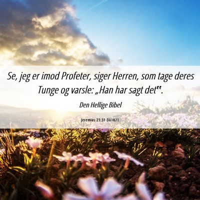 Picture 06 - Jeremias 23:31 DA1871 - Se, jeg er imod Profeter, siger Herren, som tage - Bible Verse Picture