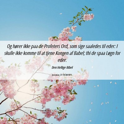 Picture 06 - Jeremias 27:14 DA1871 - Og hører ikke paa de Profeters Ord, som sige - Bible Verse Picture