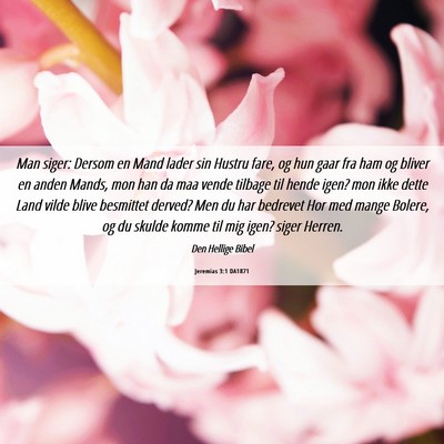 Picture 06 - Jeremias 3:1 DA1871 - Man siger: Dersom en Mand lader sin Hustru fare, - Bible Verse Picture