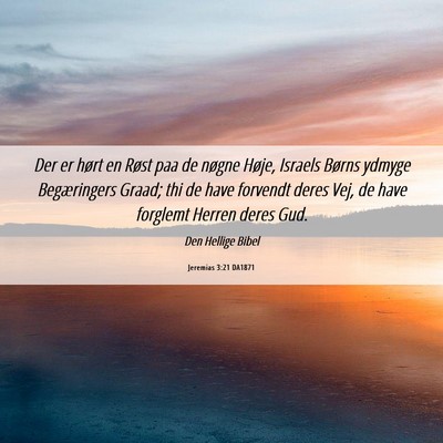 Picture 06 - Jeremias 3:21 DA1871 - Der er hørt en Røst paa de nøgne Høje, - Bible Verse Picture