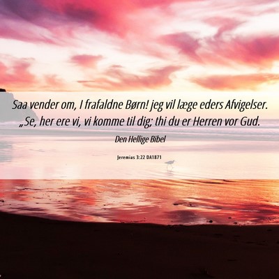 Picture 06 - Jeremias 3:22 DA1871 - Saa vender om, I frafaldne Børn! jeg vil læge - Bible Verse Picture