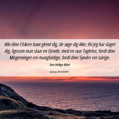 Picture 06 - Jeremias 30:14 DA1871 - Alle dine Elskere have glemt dig, de søge dig - Bible Verse Picture