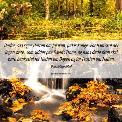 Picture 06 - Jeremias 36:30 DA1871 - Derfor, saa siger Herren om Jojakim, Judas Konge: - Bible Verse Picture