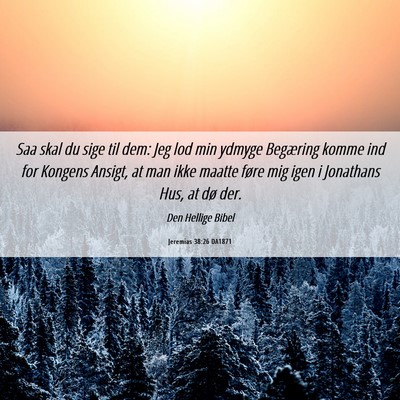 Picture 06 - Jeremias 38:26 DA1871 - Saa skal du sige til dem: Jeg lod min ydmyge - Bible Verse Picture