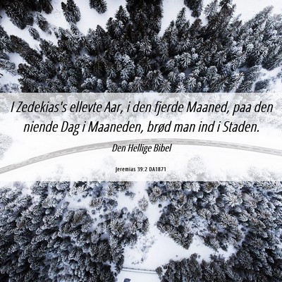 Picture 06 - Jeremias 39:2 DA1871 - I Zedekias's ellevte Aar, i den fjerde Maaned, - Bible Verse Picture