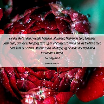 Picture 06 - Jeremias 41:1 DA1871 - Og det skete i den syvende Maaned, at Ismael, - Bible Verse Picture