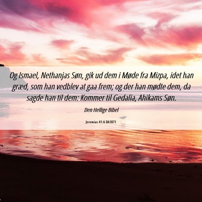 Picture 06 - Jeremias 41:6 DA1871 - Og Ismael, Nethanjas Søn, gik ud dem i Møde fra - Bible Verse Picture