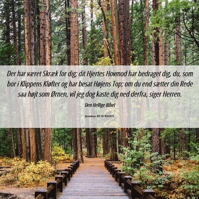 Picture 06 - Jeremias 49:16 DA1871 - Der har været Skræk for dig; dit Hjertes Hovmod - Bible Verse Picture