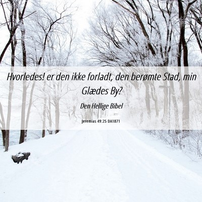 Picture 06 - Jeremias 49:25 DA1871 - Hvorledes! er den ikke forladt, den berømte - Bible Verse Picture