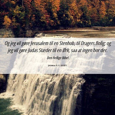 Picture 06 - Jeremias 9:11 DA1871 - Og jeg vil gøre Jerusalem til en Stenhob, til - Bible Verse Picture