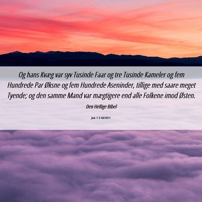 Picture 06 - Job 1:3 DA1871 - Og hans Kvæg var syv Tusinde Faar og tre Tusinde - Bible Verse Picture