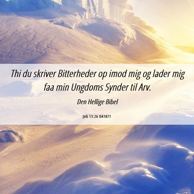 Picture 06 - Job 13:26 DA1871 - Thi du skriver Bitterheder op imod mig og lader - Bible Verse Picture