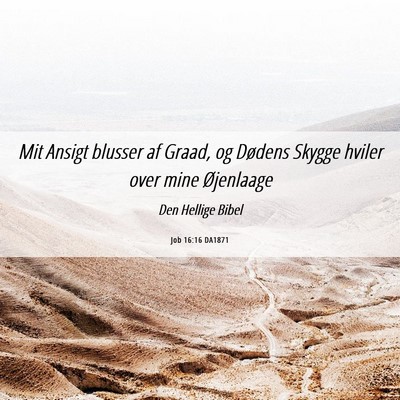 Picture 06 - Job 16:16 DA1871 - Mit Ansigt blusser af Graad, og Dødens Skygge - Bible Verse Picture