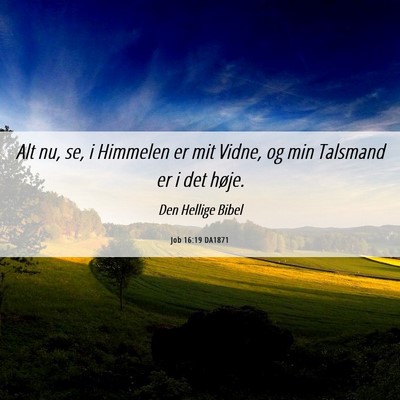 Picture 06 - Job 16:19 DA1871 - Alt nu, se, i Himmelen er mit Vidne, og min - Bible Verse Picture