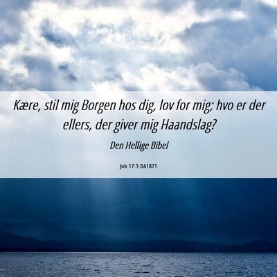 Picture 06 - Job 17:3 DA1871 - Kære, stil mig Borgen hos dig, lov for mig; hvo - Bible Verse Picture