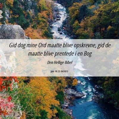 Picture 06 - Job 19:23 DA1871 - Gid dog mine Ord maatte blive opskrevne, gid de - Bible Verse Picture