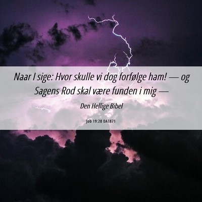 Picture 06 - Job 19:28 DA1871 - Naar I sige: Hvor skulle vi dog forfølge ham! - Bible Verse Picture